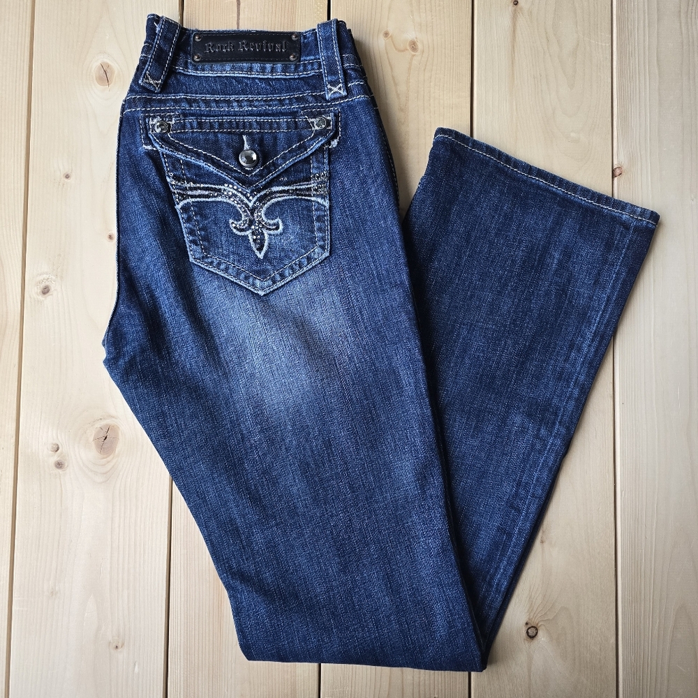Rock Revival Evelyn Boot Cut Jeans Emroidered Womens Size 30X32